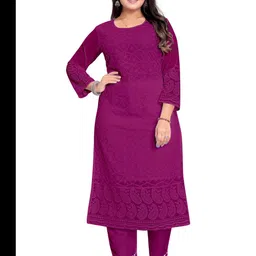 ZAZADIYA IMPEX Embroidered Chikankari Straight Kurta-picture-42