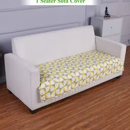 HOKIPO Yellow Polyester Printed Quilted 1 Seater Sofa Cover Seat Mat-10