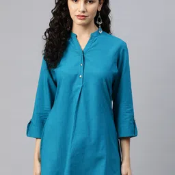 Nayam By Lakshita Mandarin Collar Cotton Tunic-picture-33
