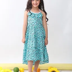 Sangria Girls Printed Cotton Round Neck Dresses-42