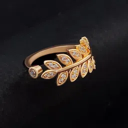 Saizen Stainless Steel Rose Gold Plated Cubic Zirconia Studded Finger Ring-48