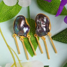 ROYAL PITARAH Gold Plated Contemporary Drop Earrings-image-57