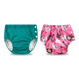 Chinmay Kids Reusable Swimwear Diaper Pool Pants Pack of 2 - Green & Pink-image-99