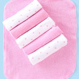 Babyhug Cotton Terry Knit Hand And Face Towels Polka Dot Design Pack of 6 L 30 x B 30 cm- Multicolor-picture-28
