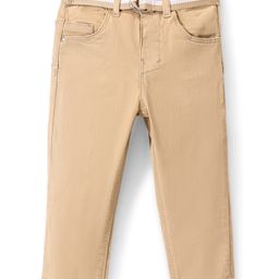 Babyhug Denim Washed Full Length  Jeans With Stretch Solid Colour - Beige-image-22
