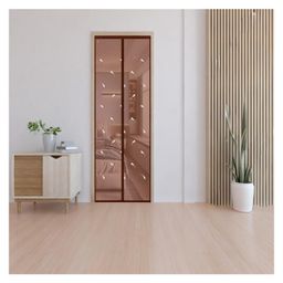 Evafly Mosquito Net for Door Feather Style Magnetic Curtain Auto Closing Insect Screen for All Door Types with Self Adhesive Hook Tape Polyester 205X85 - Brown-4