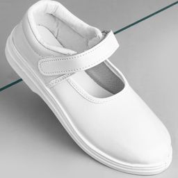 Pine Kids Solid School Shoes with Velcro Closure - White-image-21