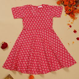 Saka Designs By Sapna Half Sleeves Floral Printed Kurta - Red-image-62