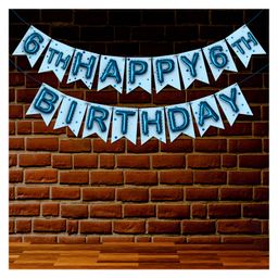 Wobbox 6th Happy Birthday Banner, Happy Birthday Decoration Items Blue -Pack Of 1-22