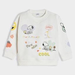 Mi Arcus Peanuts Featuring Full Sleeves Snoopy Patch Detailed Sweatshirt - White-picture-22