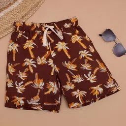 The Lion and the Fish Viscose Palm Trees Printed Shorts - Rust Orange-picture-26