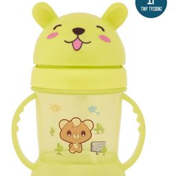 Tiny Tycoonz Cartoon Theme Sipper Cups with Straw and Handle Pack of 2 Green Purple - 300 ml each image 2