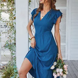 StyleCast A-Line Flutter Sleeve Midi Dress-image-35