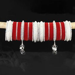 LAVAZZA Set Of 66 Crystals Studded Latkan Bridal Bangles-image-66