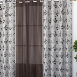 Galaxy Home Decor Brown Set of 3 Sheer Window Curtain-image-44