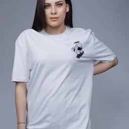 CREATIVE LINE Women Graphic Printed Round Neck Cotton Oversized T-shirt-image-26