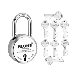 ALONE LOCKS 50 mm Steel Chrome 8 Keys Double Locking Padlock-36