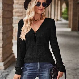 StyleCast x Revolte Women V-Neck Pullover Sweaters-image-97