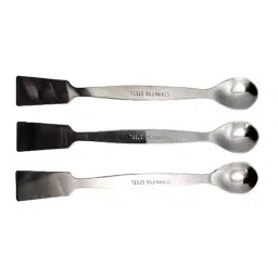 GENERIC 152.4 mm (6 Inch) Stainless Steel Chrome One Side Flat & Spatula Spoon for Laboratory, spacula-6-3p (Pack of 3)-17