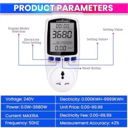 amiciSense Digital Socket Power Meterfor Voltage, Amps & Frequency Test image 5
