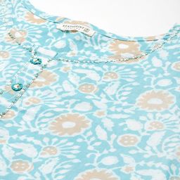 Readiprint Fashions Plus Size Floral Printed Sequinned Pure Cotton Kurta Set image 2