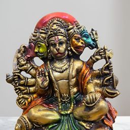SANKALAN CREATIONS Gold-Toned & Red Panchmukhi Hanuman Ji Religious Idol Showpiece-image-77