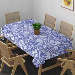 Arrabi Purple & White Floral Printed 8-Seater Table Cover-9