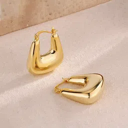 Jewels Galaxy Stainless Steel Gold-Plated Contemporary Hoop Earrings-image-50