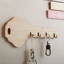 eazy wagon Beige & White Key Shape Wall Key Holders-picture-33