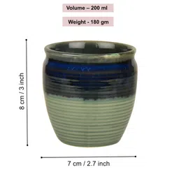 StyleMyWay Green & Blue Handcrafted Textured Ceramic Glossy Kulladhs Set of Cups and Mugs image 5