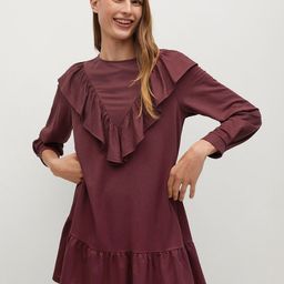 MANGO Women Maroon Solid A-Line Dress-image-44