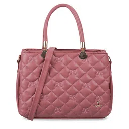 Mochi Pink Quilted Textured Structured Handheld Bag image 2