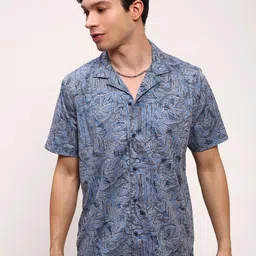 SHOWOFF Men Comfort Relaxed Fit Cuban Collar Floral Printed Cotton Casual Shirt-image-59