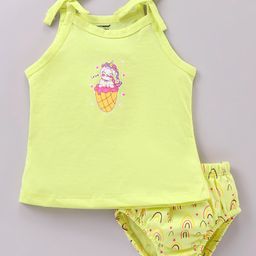 Cucumber Singlet Sleeves Unicorn Printed Inner Wear Set - Yellow-image-41