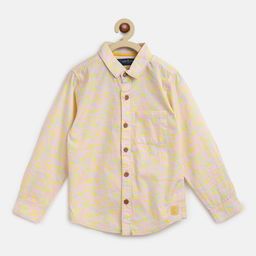 Tales & Stories Boys 100% Cotton Abstract Design Printed Regular Fit Shirt - Peach-image-4