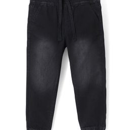 Pine Kids Cotton Rich Stretchable full length denim Joggers - BLACK-image-93