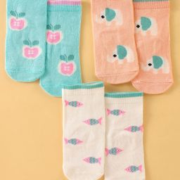 Bonjour Ankle Length Cotton Socks Pack of 3 (Color May Vary)-image-92