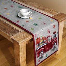 Arrabi Graphic Blended Cotton 6 SEATER Table Runner - Red-image-13