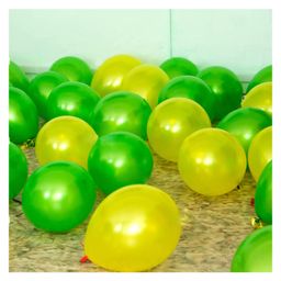 Zyozi Green & Yellow Metallic Balloons with Ribbon for Birthday Party Decorations - Pack of 42-image-57