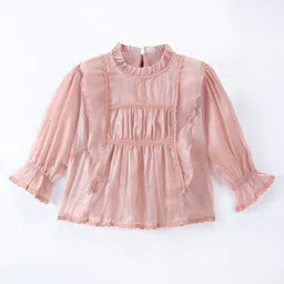 Kookie Kids Puff Full Sleeves  Top - Pink-picture-3