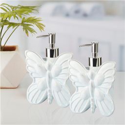 Kookee Ceramic Soap Dispenser handwash Pump for Bathroom, Set of 2, Blue (9576)- 300 ml-image-92