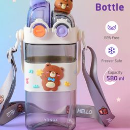 ZOE Bear Print BPA Free Sipper Bottle Lilac - 580 ml-image-20