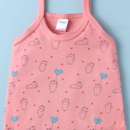 Tango Single Jersey Knit Sleeveless Slip With Teddy Bear & Heart Print - Coral-image-43