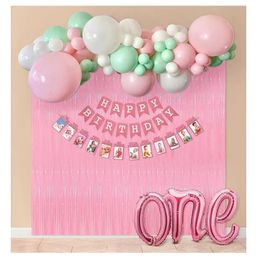 Bubble Trouble 1st Birthday Decoration DIY Combo Kit Pink Theme with Pastel balloons - Pack of 49 Items-image-61