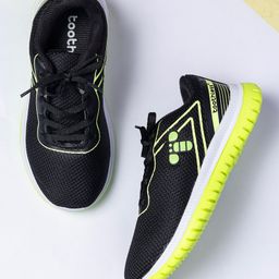 Toothless Mesh Detailed & Colour Blocked Shoes - Black & Neon-image-37