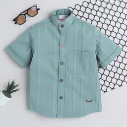 BAATCHEET Cotton Half Sleeves Striped Shirt - Green-picture-18