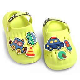 KIDLINGSS Vehicles Applique Detailed Perforated Slingback Clogs - Neon Green-image-86