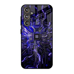 QRIOH Techno Pattern Printed Samsung Galaxy M55s Glass Back Case Mobile Accessories-picture-26