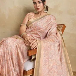Anjor Zari Silk Blend Tussar Saree-image-75