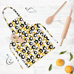 ArtzFolio Gold & Black Drawing Kids White & Brown Printed Cotton Apron-6
